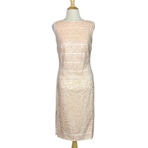 TADASHI SHOJI Size 6 Antique Pink Lace Sheath Dress Wedding Guest Event Party